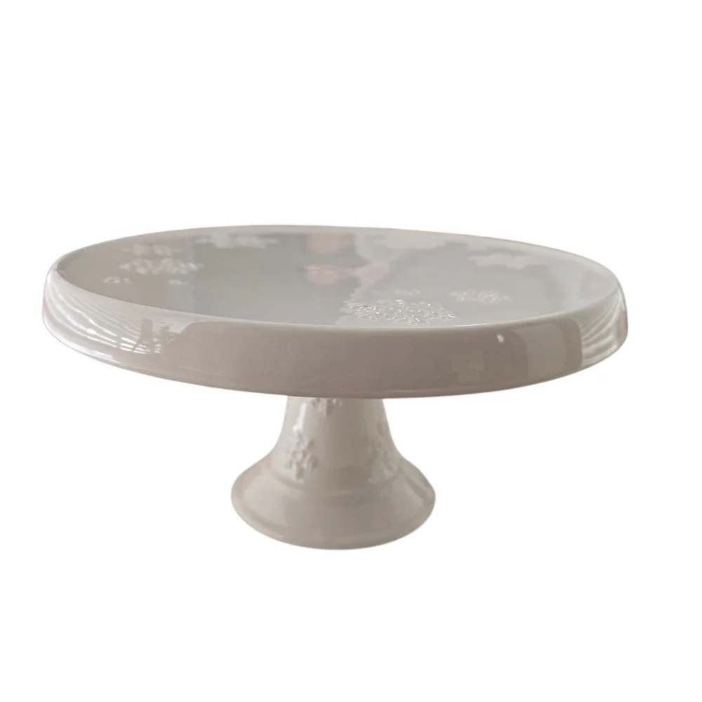 Hallmark White Snowflake Cake Stand Ceramic Pedestal Dessert Stand Winter Decor